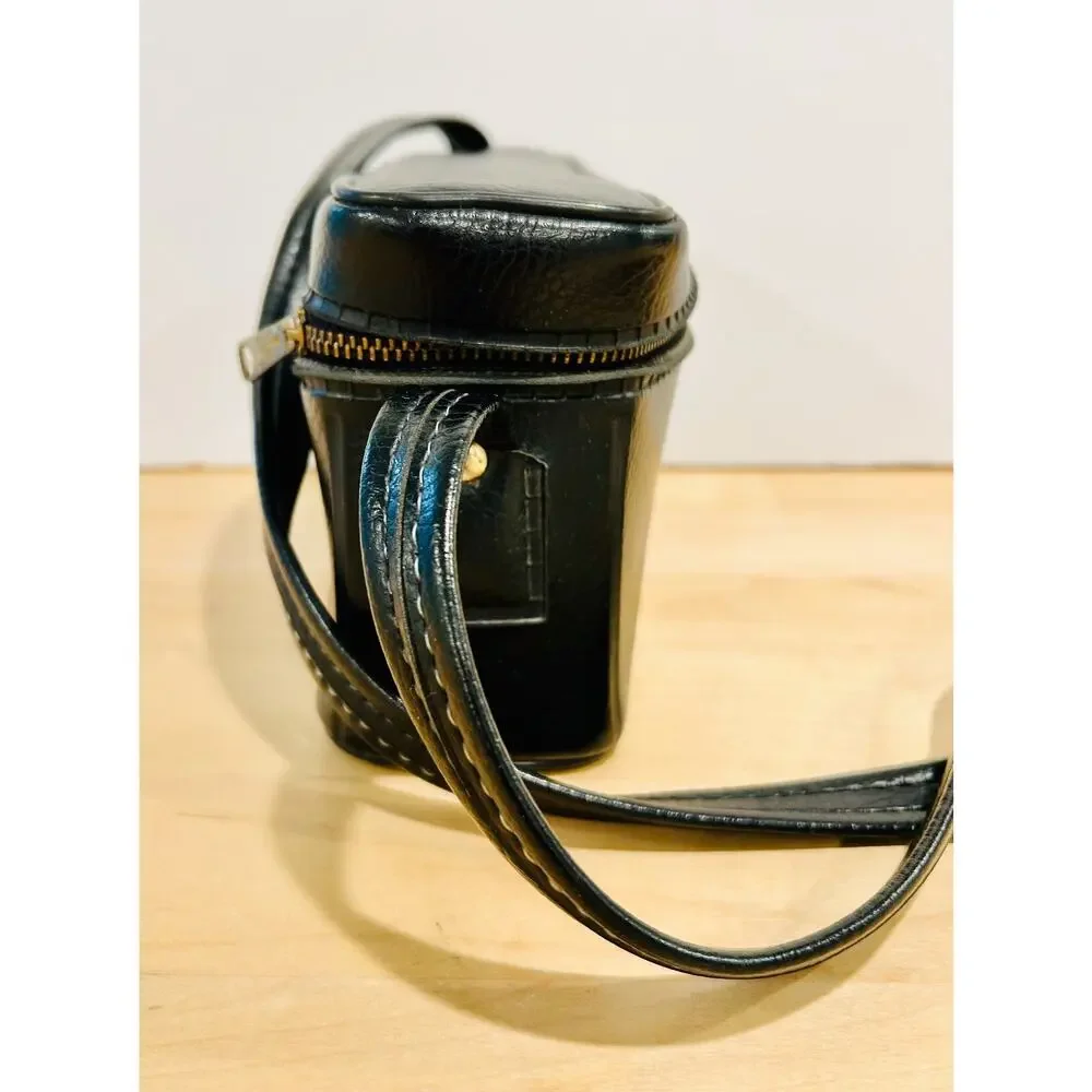 Vintage Kodak Camera Bag Black Faux Leather Crossbody Case Small Retro